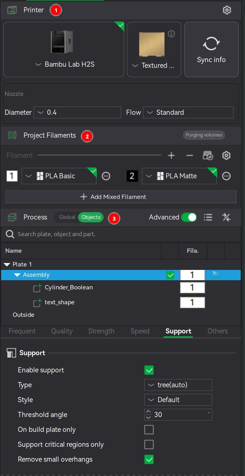 Bambu Studio Prepare screen sidebar